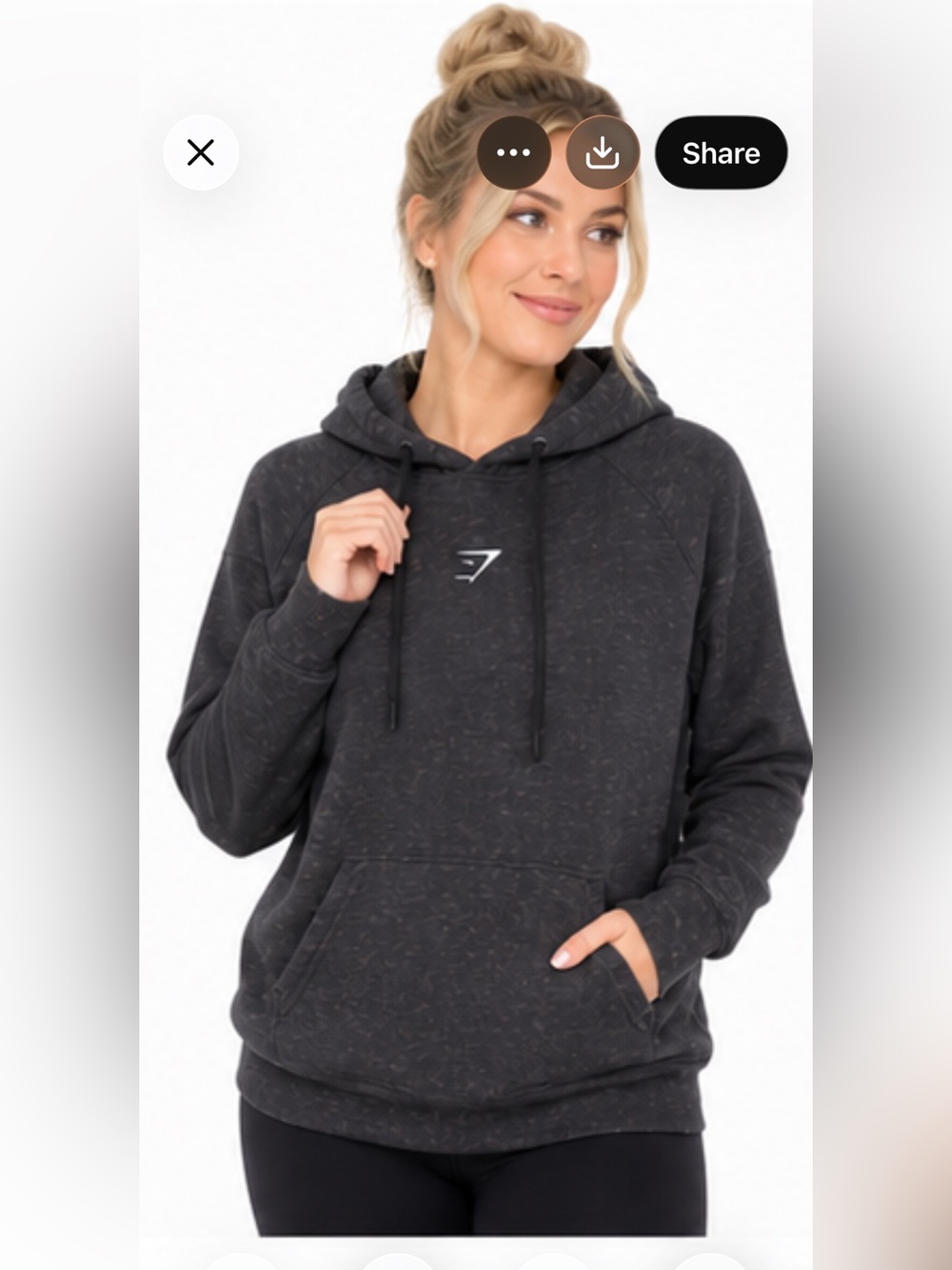 Gymshark Charcoal Fleck Pullover Hoodie Size Small